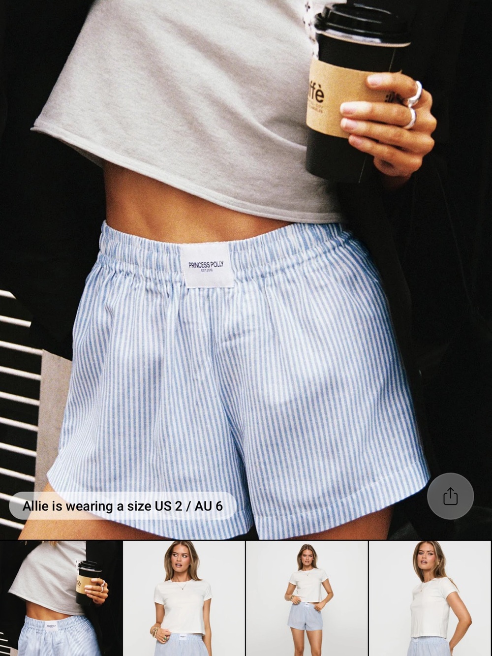 Princess Polly striped boxer shorts